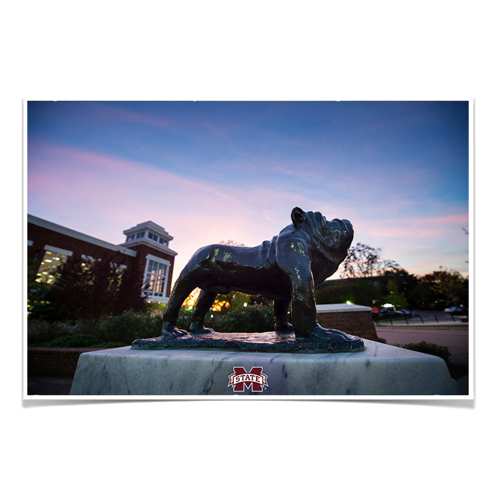 Mississippi State Bulldogs - Bully Statue Colvard Union Sunset - College Wall Art #Canvas