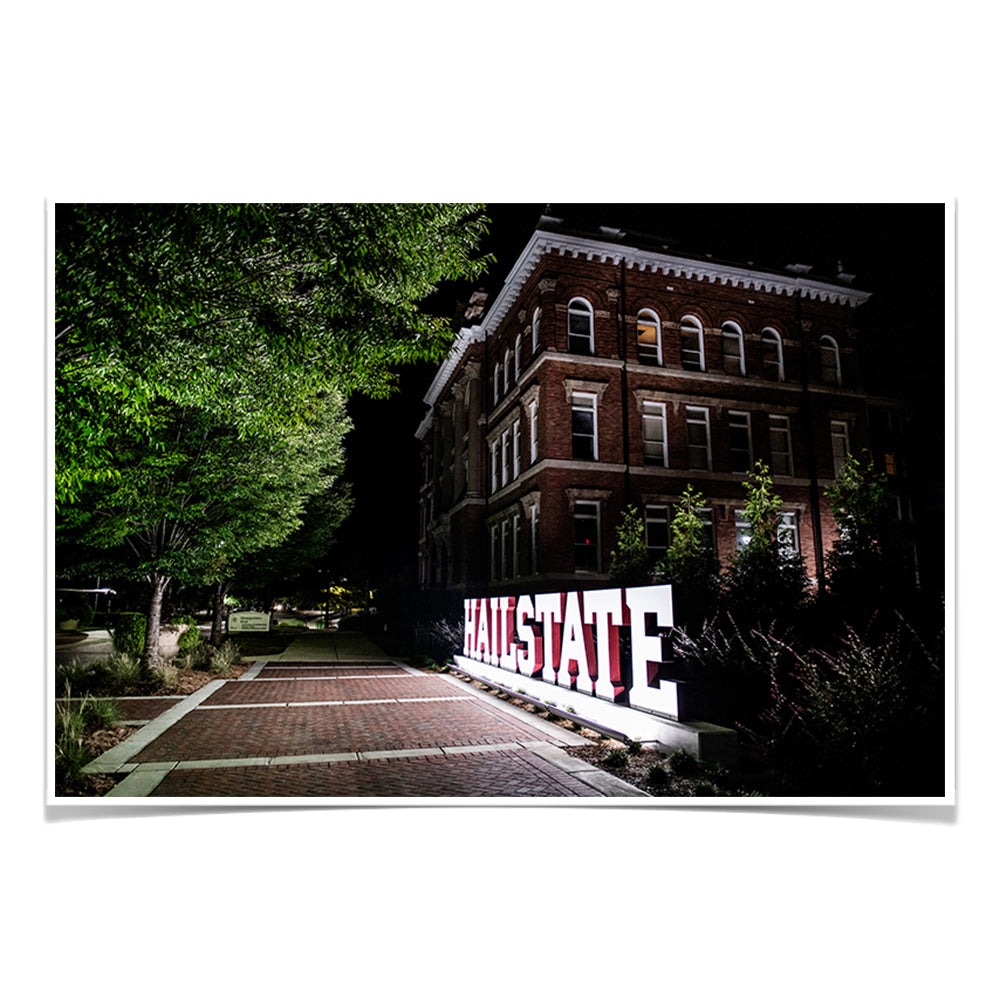 Mississippi State Bulldogs - Hail State Plaza at Night - College Wall Art #Canvas