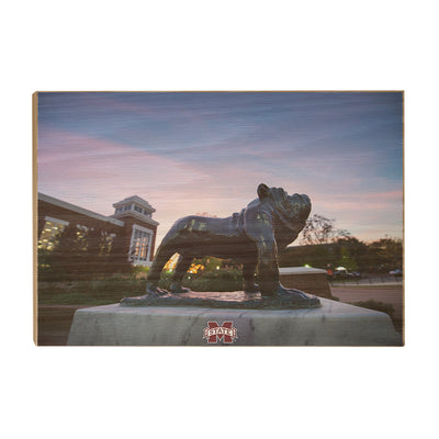 Mississippi State Bulldogs - Bully Statue Colvard Union Sunset - College Wall Art #Wood