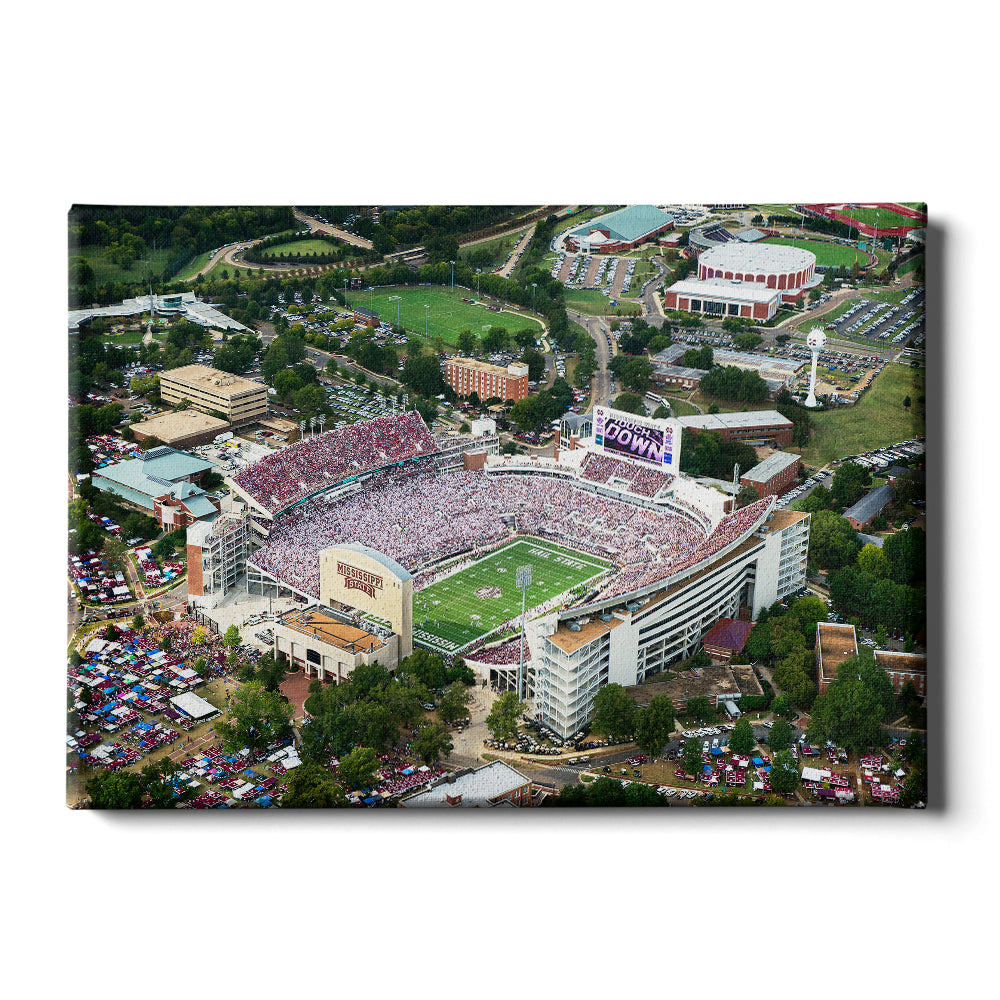 Mississippi State Bulldogs - Touchdown Aerial Davis Wade Stadium - College Wall Art #Canvas