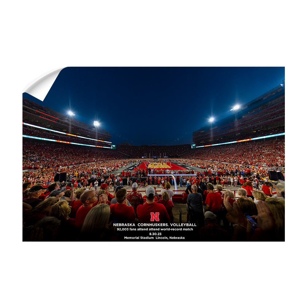 Nebraska Cornhuskers - Nebraska Cornhuskers Volleyball 92,003 World Record Match - College Wall Art #Canvas