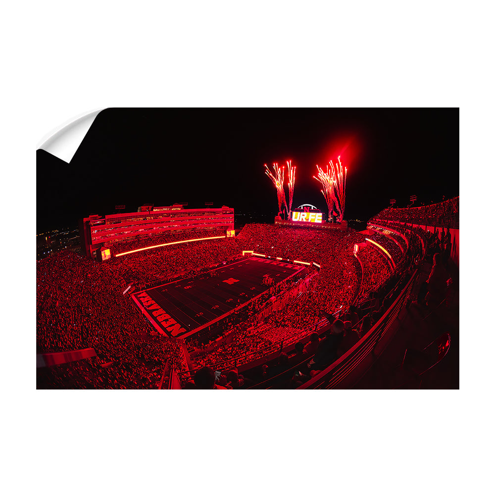 Nebraska Cornhuskers - Nebraska Red Lights - College Wall Art #Canvas