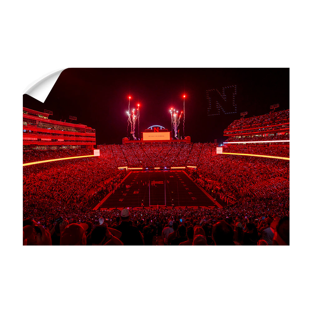 Nebraska Cornhuskers - Saturday Night in Nebraska's Memorial Stadium - College Wall Art #Canvas
