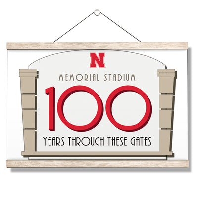 Nebraska Cornhuskers - Memorial Stadium 100 Years Through These Gates - College Wall Art #Hanging Canvas