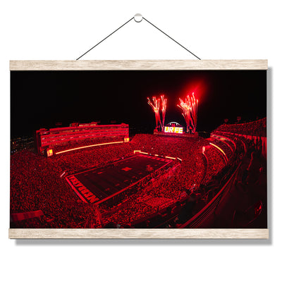 Nebraska Cornhuskers - Nebraska Red Lights - College Wall Art #Hanging Canvas