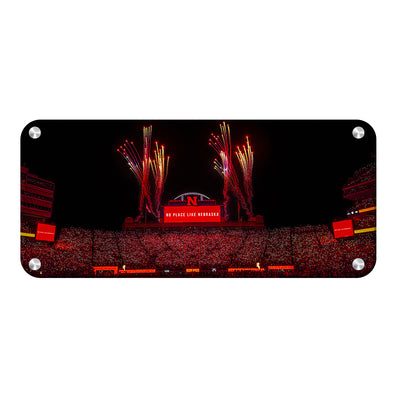 Nebraska Cornhuskers - Light Up Memorial Stadium Panoramic - College Wall Art #Metal