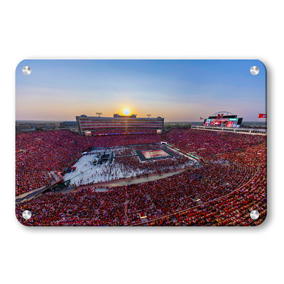 Nebraska Cornhuskers - Volleyball Day Record Aerial Sunset - College Wall Art #Metal