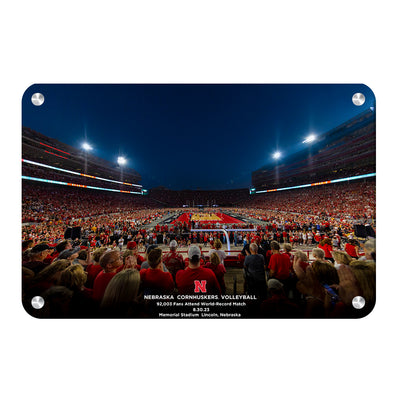 Nebraska Cornhuskers - Nebraska Cornhuskers Volleyball 92,003 World Record Match - College Wall Art #Metal