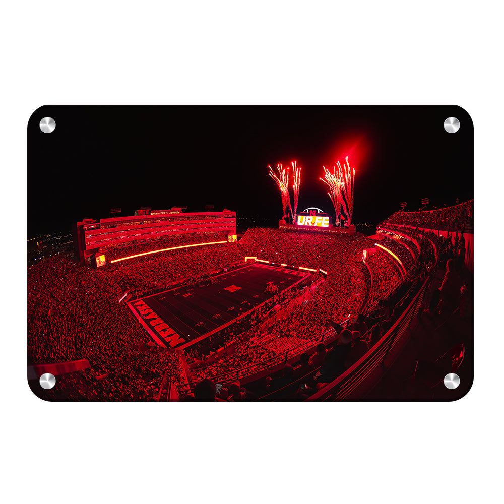 Nebraska Cornhuskers - Nebraska Red Lights - College Wall Art #Canvas