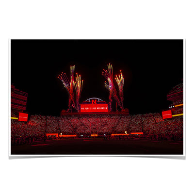 Nebraska Cornhuskers - Light Up Memorial Stadium - College Wall Art #Poster