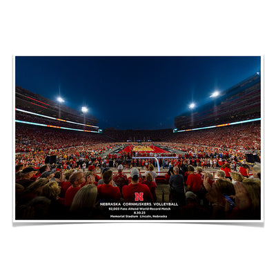 Nebraska Cornhuskers - Nebraska Cornhuskers Volleyball 92,003 World Record Match - College Wall Art #Poster