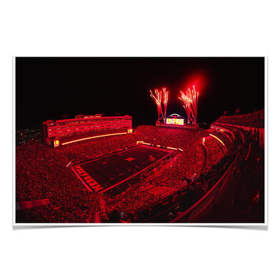 Nebraska Cornhuskers - Nebraska Red Lights - College Wall Art #Poster