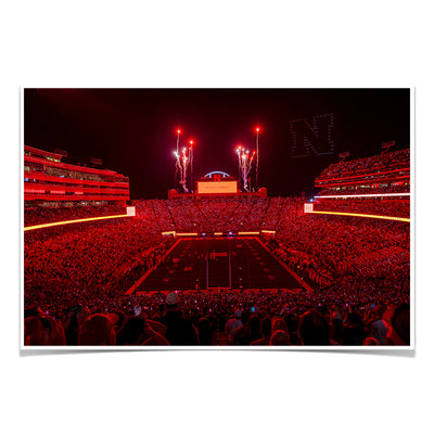 Nebraska Cornhuskers - Saturday Night in Nebraska's Memorial Stadium - College Wall Art #Poster