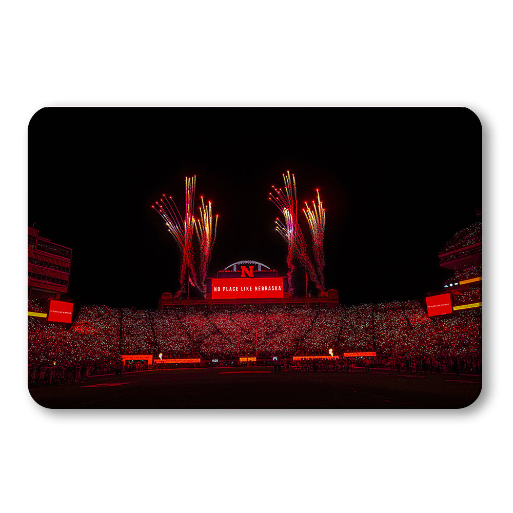 Nebraska Cornhuskers - Light Up Memorial Stadium - College Wall Art #Canvas