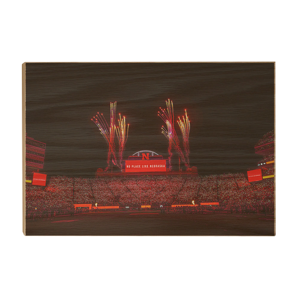 Nebraska Cornhuskers - Light Up Memorial Stadium - College Wall Art #Canvas
