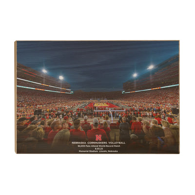 Nebraska Cornhuskers - Nebraska Cornhuskers Volleyball 92,003 World Record Match - College Wall Art #Wood