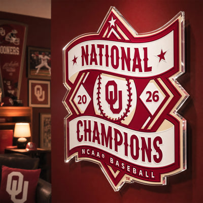 Oklahoma Sooners - Baseball National Champions Logo Single Layer Acrylic Dimensional Wall Art