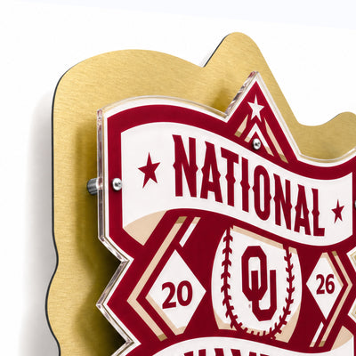 Oklahoma Sooners - Baseball National Champions Logo Two Layer Acrylic & Metal Dimensional Wall Art