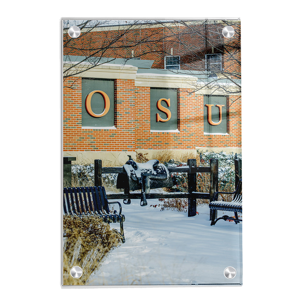 Oklahoma State Cowboys - Saddle in the Snow - College Wall Art #Canvas