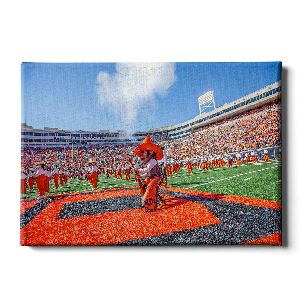 Oklahoma State Cowboys - Pistol Pete on the 50 - College Wall Art #Canvas