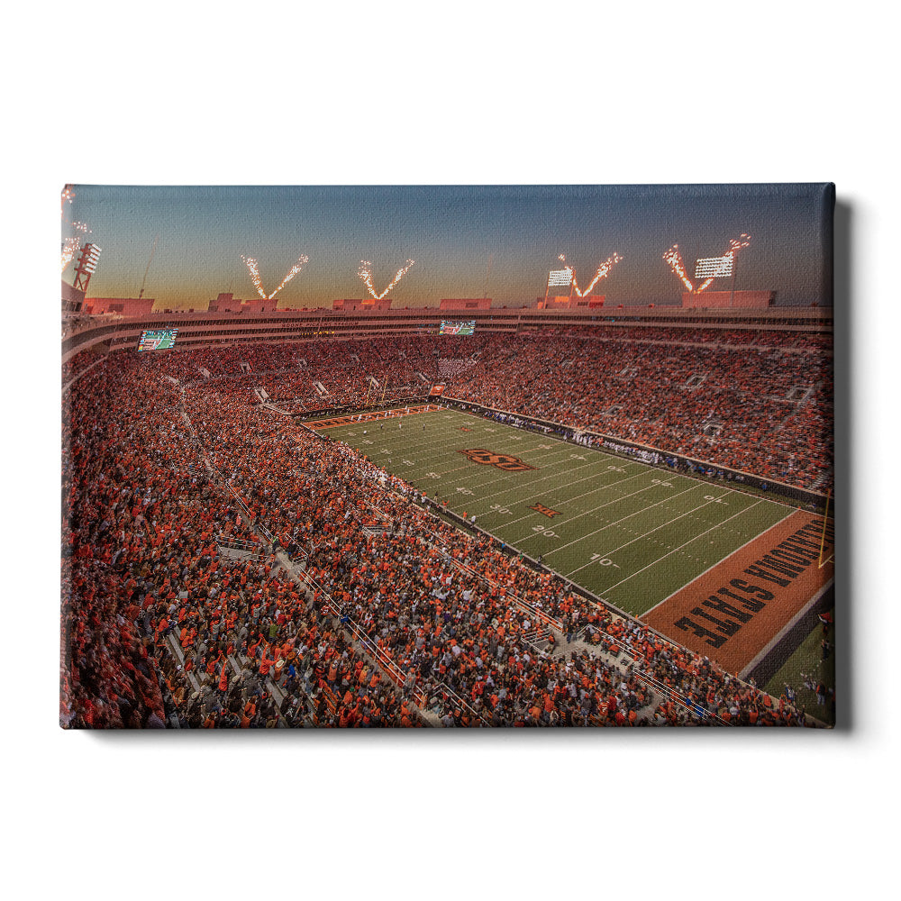Oklahoma State Cowboys - Boone Pickens Stadium Sunset - College Wall Art #Canvas