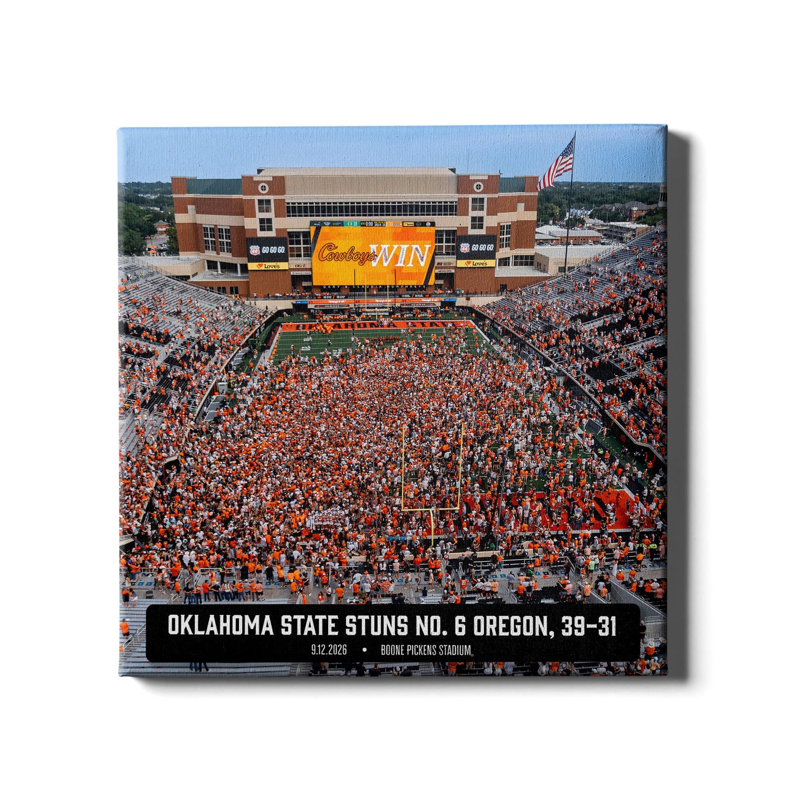 Oklahoma State Cowboys - Oklahoma State Stuns No. 6 Oregon Storms the Field - College Wall Art #Canvas