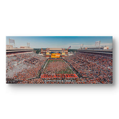 Oklahoma State Cowboys - Oklahoma State Cowboys Stun the No. 6 Oregon Ducks Panoramic - College Wall Art #Canvas