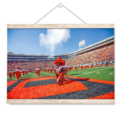 Oklahoma State Cowboys - Pistol Pete on the 50 - College Wall Art #Hanging Canvas
