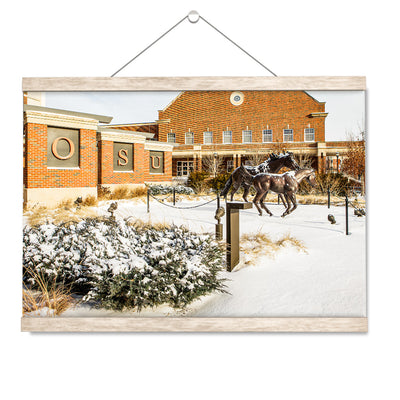Oklahoma State Cowboys - Student Union Snowfall - College Wall Art #Hanging Canvas