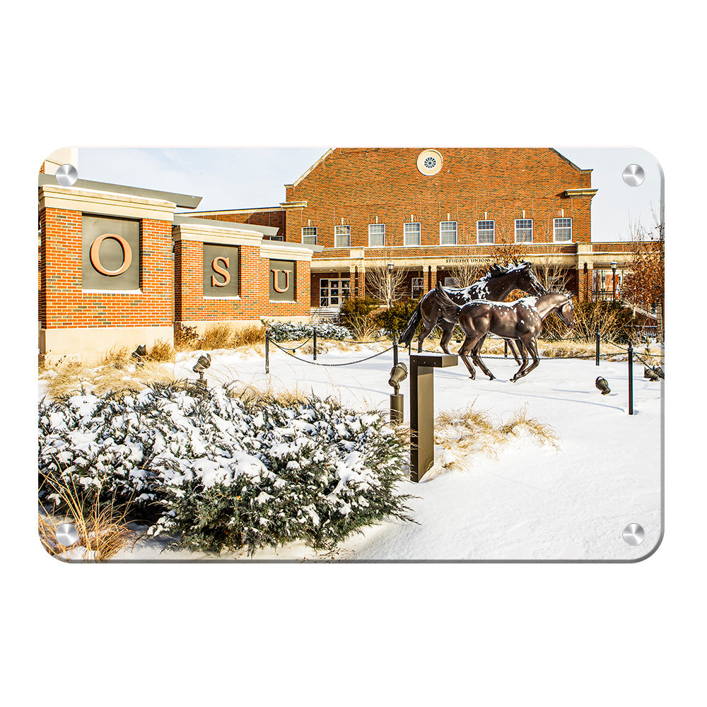 Oklahoma State Cowboys - Student Union Snowfall - College Wall Art #Canvas