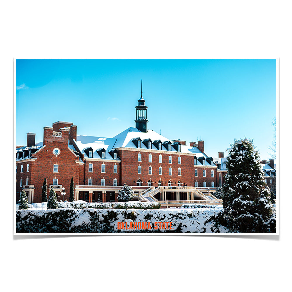 Oklahoma State Cowboys - Oklahoma State Campus Snowfall - College Wall Art #Canvas