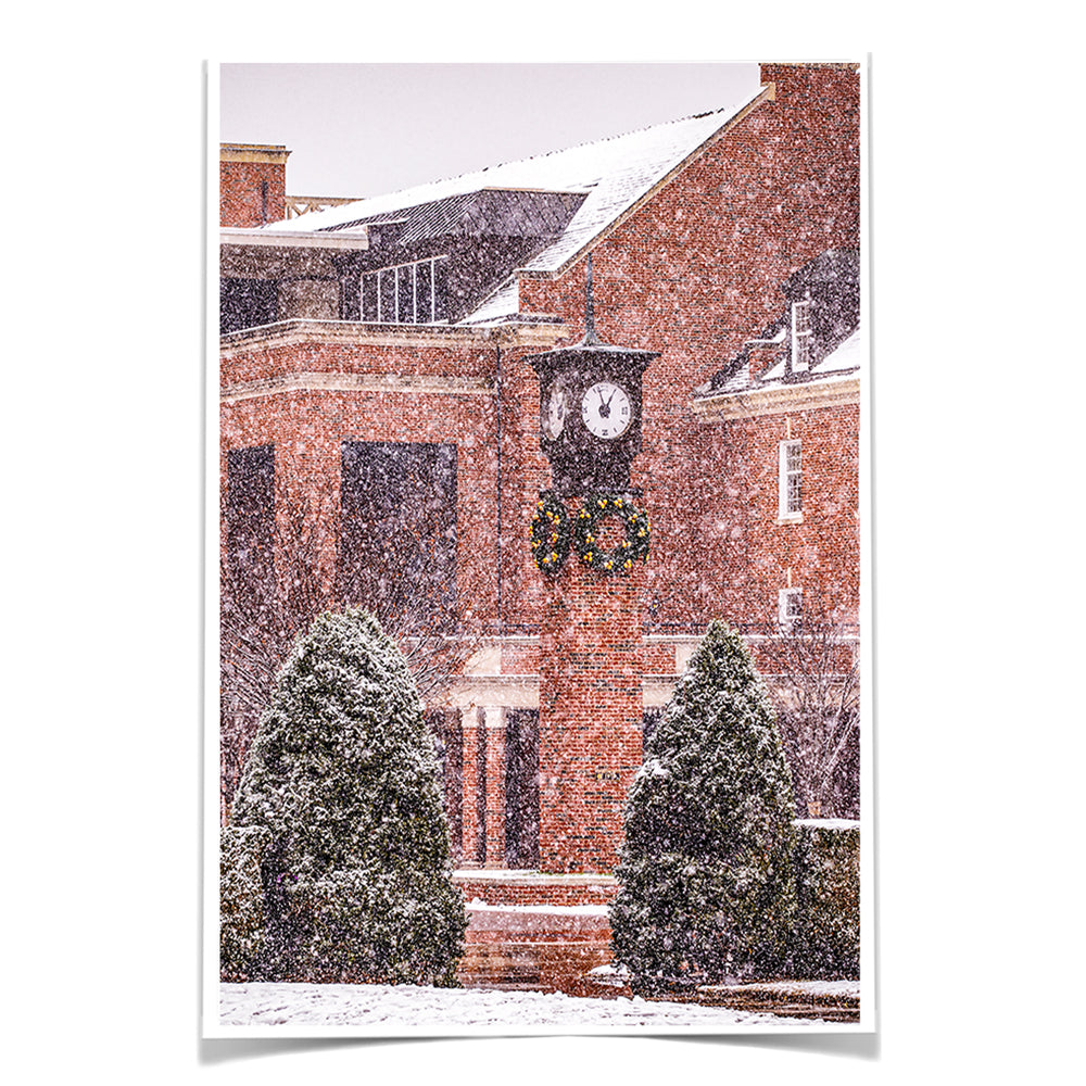 Oklahoma State Cowboys - Clock Tower Snow - College Wall Art #Canvas