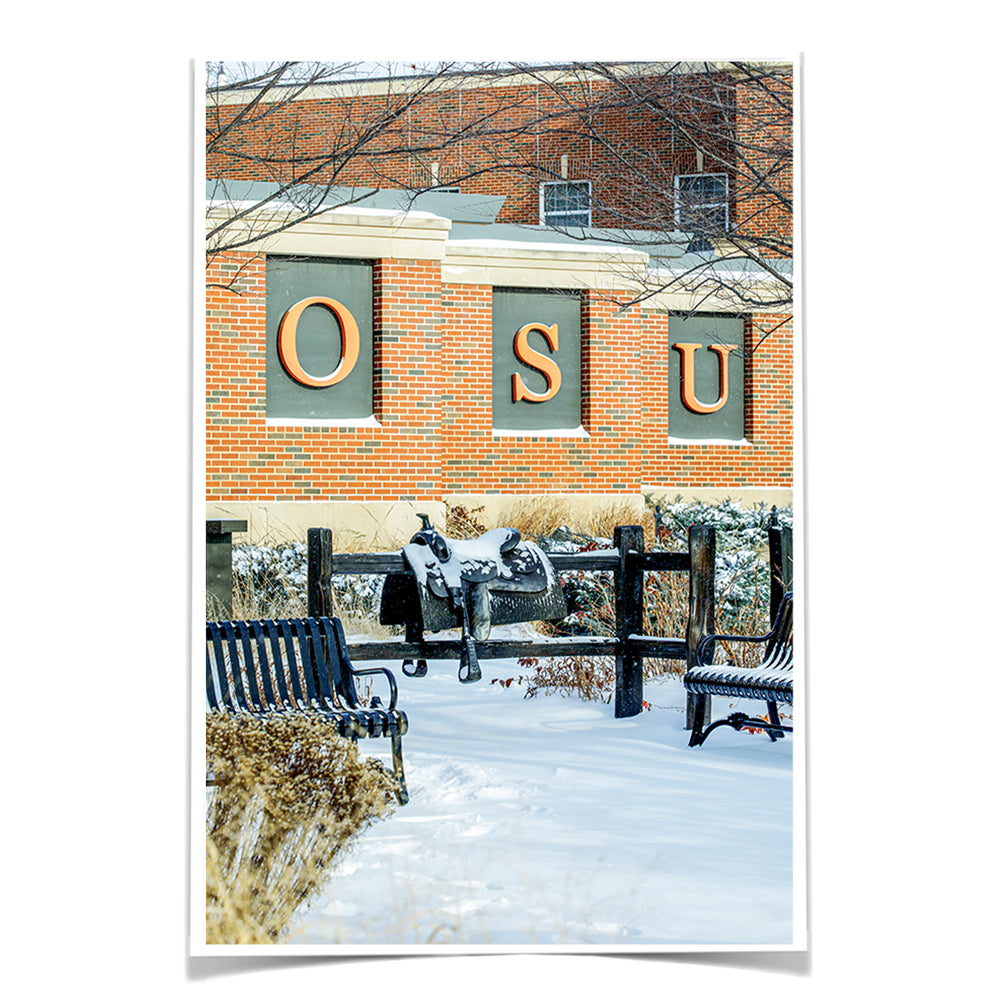 Oklahoma State Cowboys - Saddle in the Snow - College Wall Art #Canvas