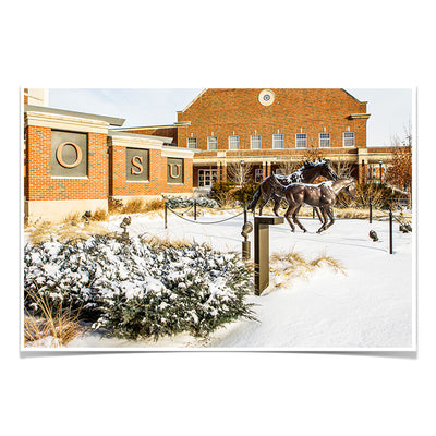 Oklahoma State Cowboys - Student Union Snowfall - College Wall Art #Photo Poster