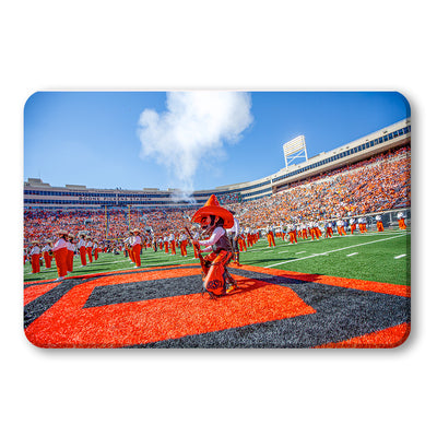 Oklahoma State Cowboys - Pistol Pete on the 50 - College Wall Art #PVC