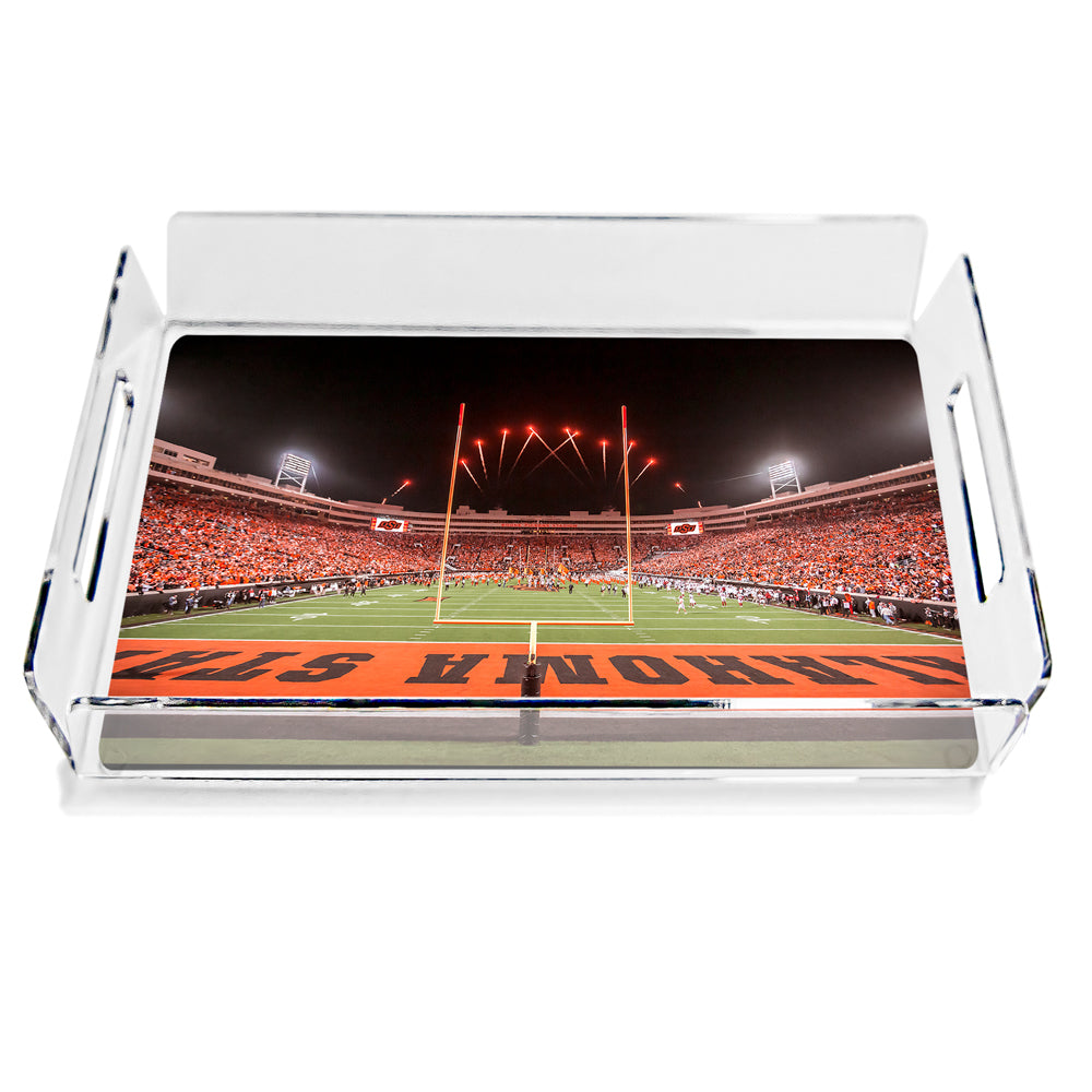 Oklahoma State Cowboys - Boone Pickens Stadium from the End Zone Decorative Acrylic Serving Tray