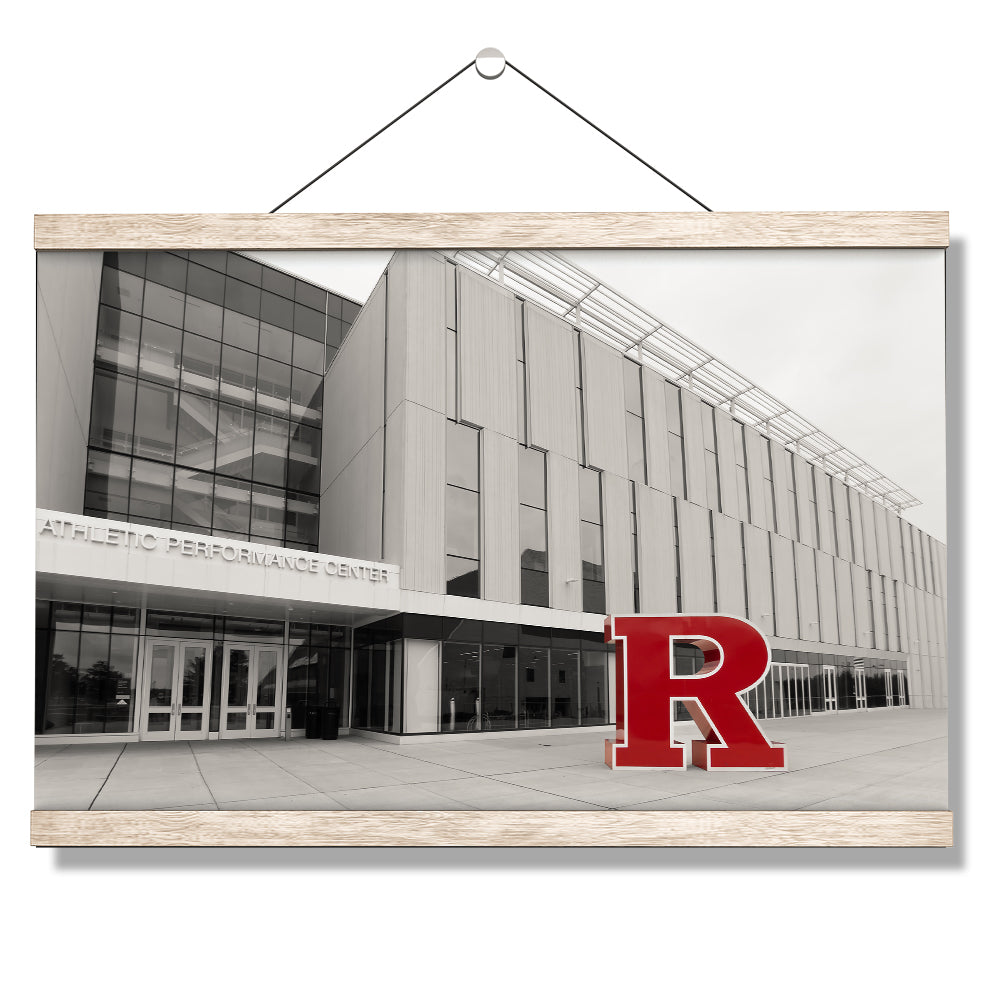 Rutgers Scarlet Knights - Athletic Performance Center B&W with Scarlet R - College Wall Art #Canvas