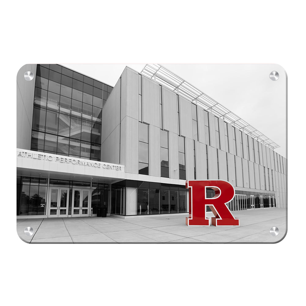Rutgers Scarlet Knights - Athletic Performance Center B&W with Scarlet R - College Wall Art #Canvas