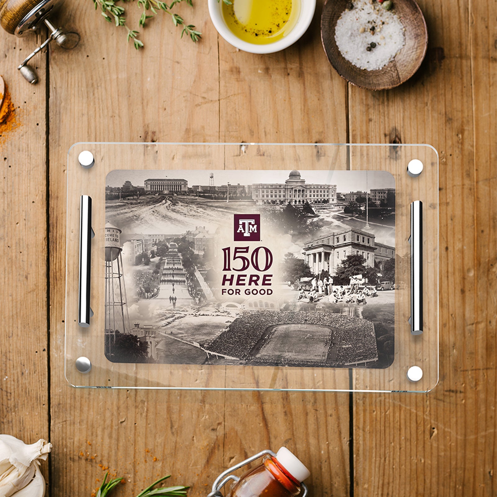 Texas A&M Aggies - Texas A&M Sesquicentennial 150 Here for Good the Past - Charcuterie Tray