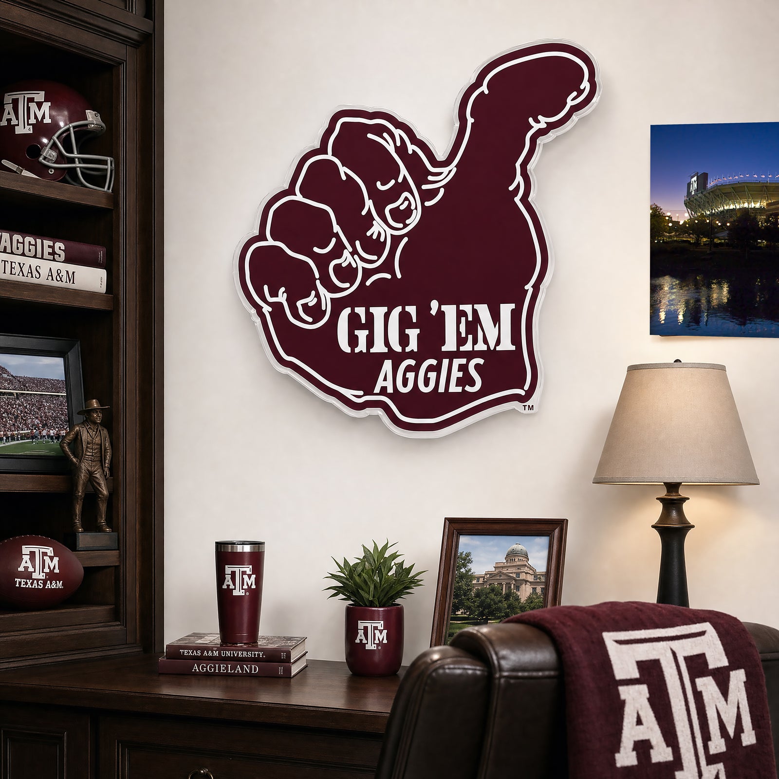 Texas A&M Aggies - Sesquicentennial Vintage Gig'Em - Single Layer Dimensional