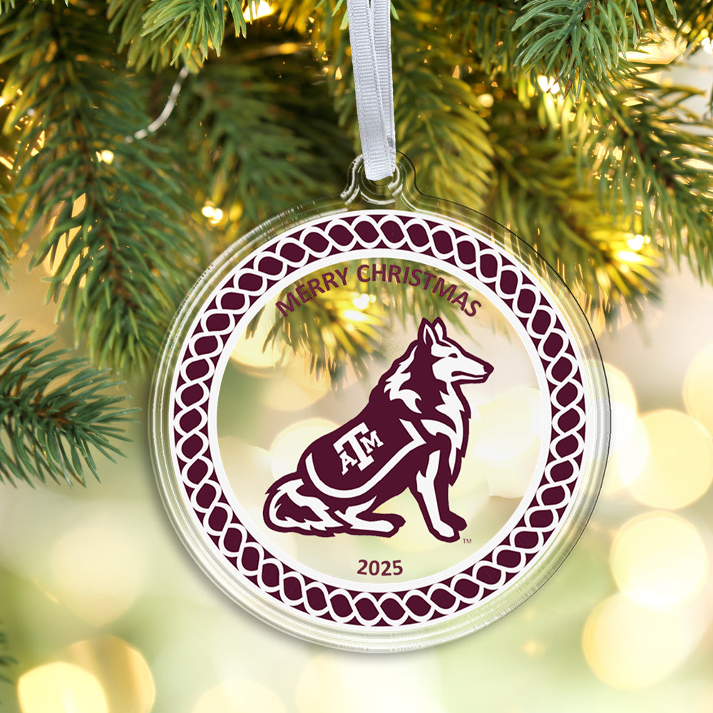 Texas A&M Aggies - Reveille Christmas 2025 Ornament