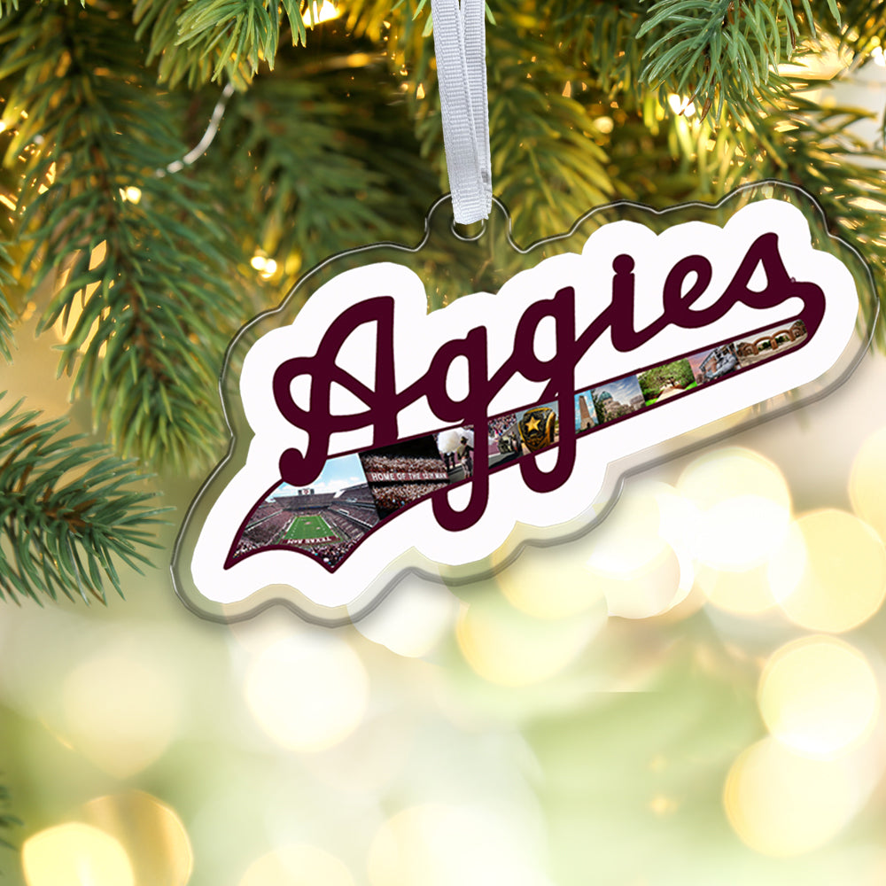 Texas A&M Aggies - Sesquicentennial Aggies Script Ornament & Bag Tag
