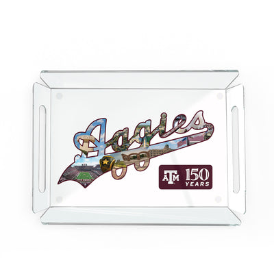 Texas A&M Aggies - Texas A&M Sesquicentennial Aggies Script Collage 150 Years - Decorative Tray