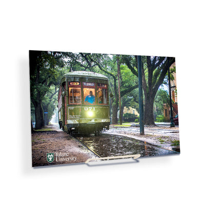 Tulane  Green Wave - Rainy Day Street Car St. Charles - College Wall Art #Acrylic Mini