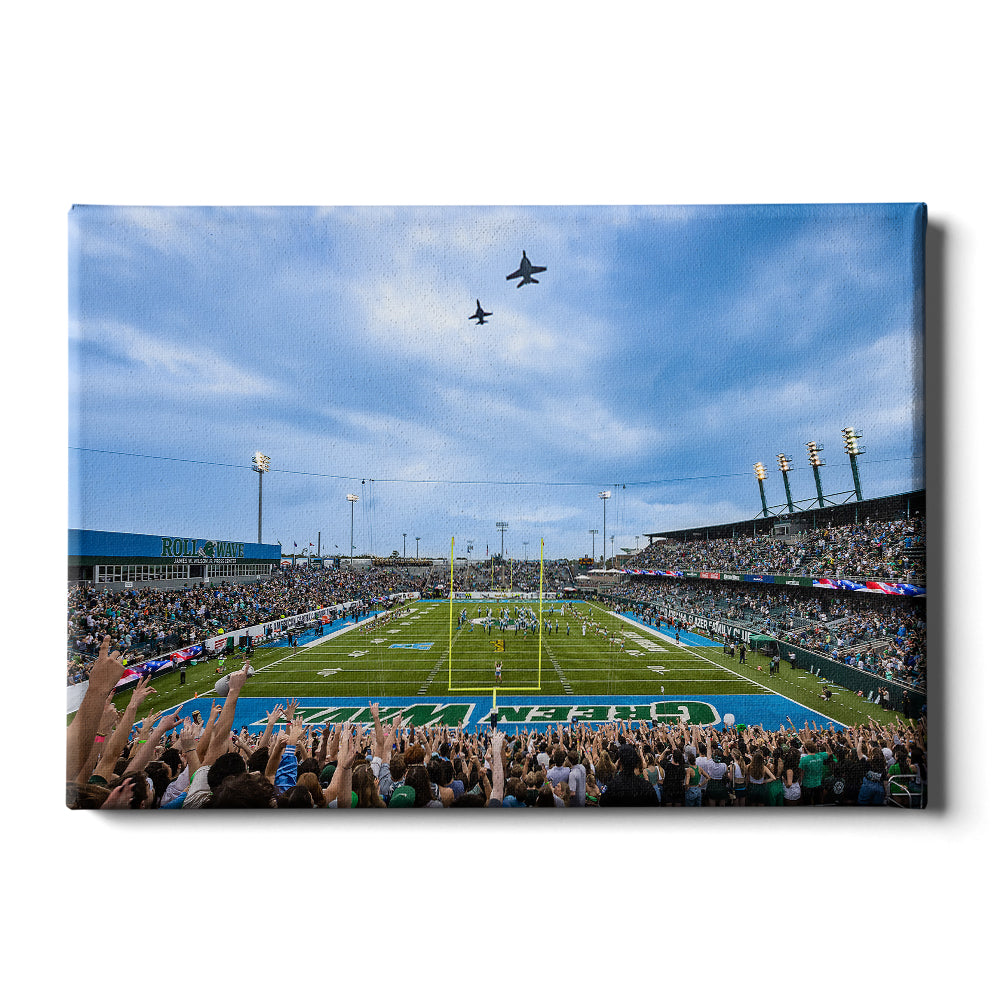 Tulane  Green Wave - Green Wave Flyover - College Wall Art #Canvas