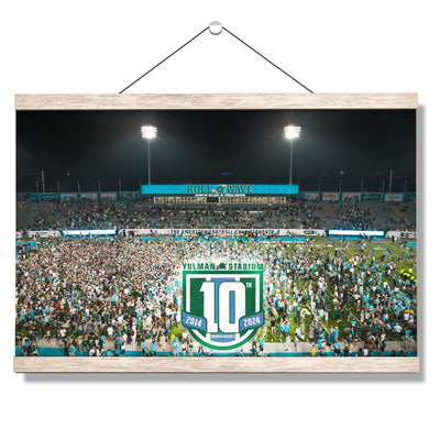 Tulane Green Wave - Yulman 10 Year American Conference Champions Storm the Field - College Wall Art #Hanging Canvas