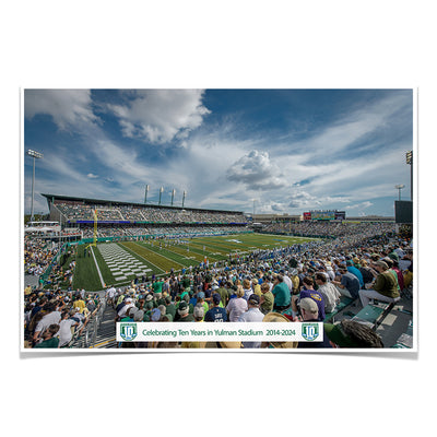 Tulane Green Wave - Celebrating 10 Years in Yulman Stadium - College Wall Art #Poster