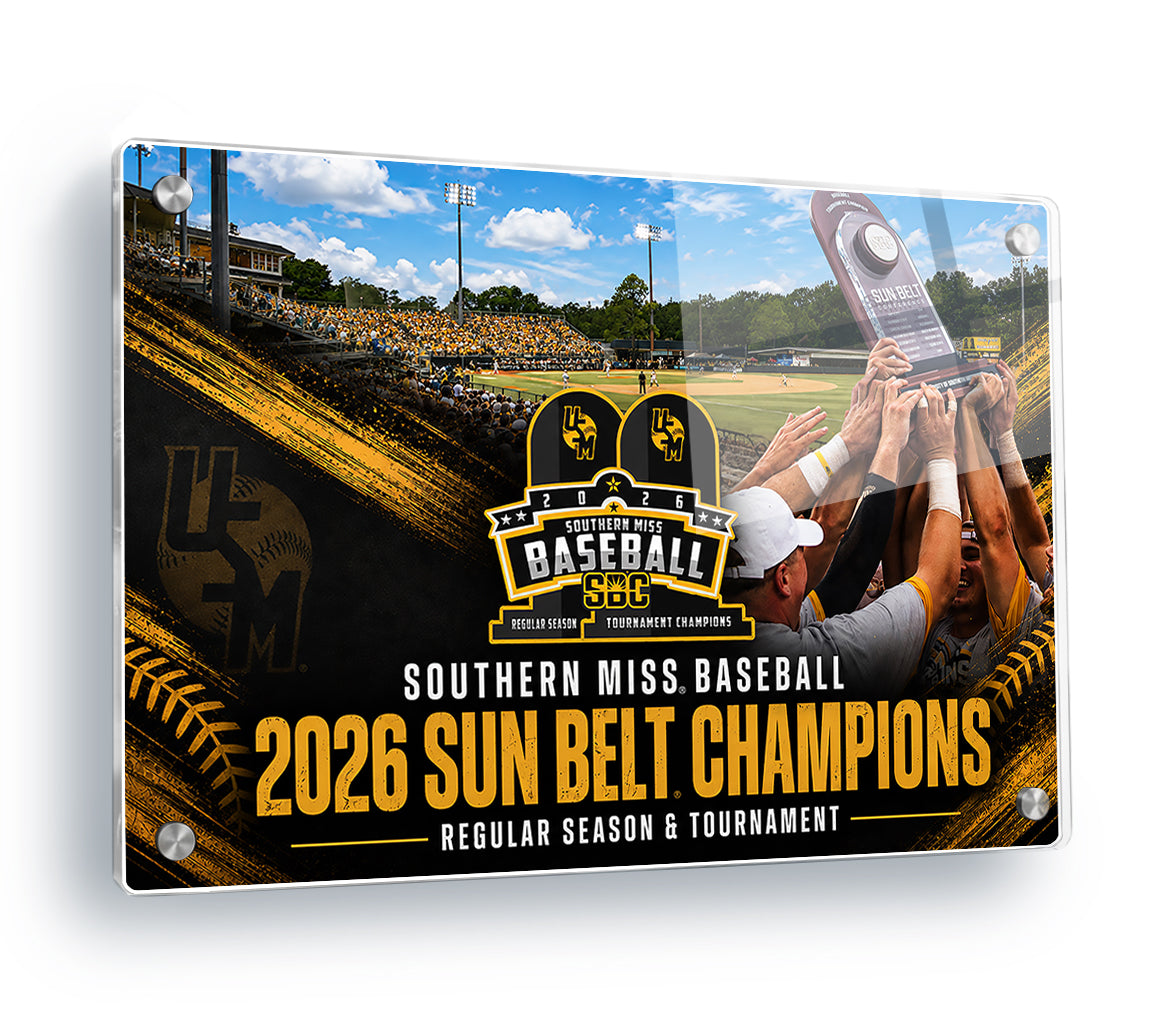 Southern Miss Golden Eagles - Southern Miss Baseball 2026 Sun Belt Champions - College Wall Art #Canvas