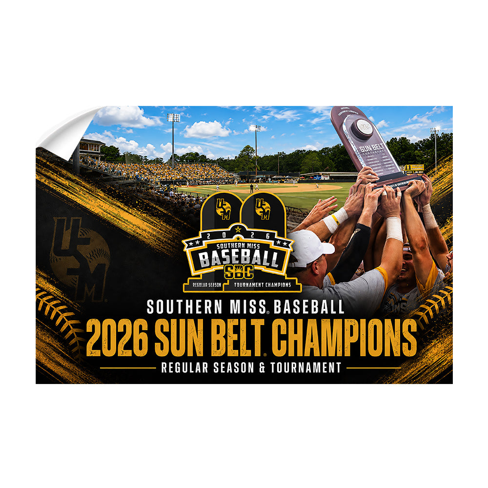Southern Miss Golden Eagles - Southern Miss Baseball 2026 Sun Belt Champions - College Wall Art #Canvas