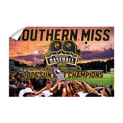 Southern Miss Golden Eagles - Southern Miss Sun Belt Champions - College Wall Art #Wall Murals